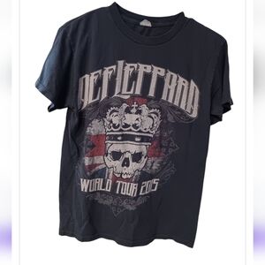 DEF LEPPARD World Tour 2015 Rock Crowned Skull Gray Men's T-Shirt Tee  Sz S
